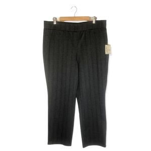 Caffe Marrakesh NWT Straight Leg Ponte Trouser 2X Grey Herringbone Print Stretch
